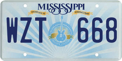 MS license plate WZT668