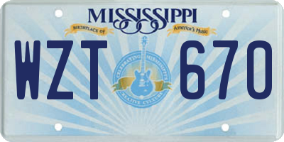 MS license plate WZT670