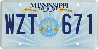 MS license plate WZT671