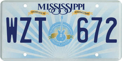 MS license plate WZT672