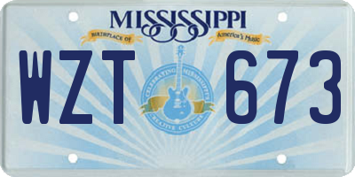 MS license plate WZT673