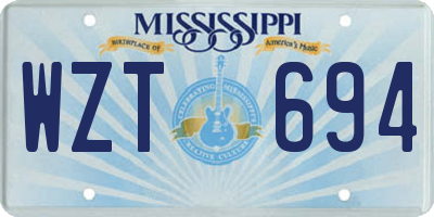 MS license plate WZT694