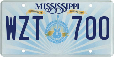 MS license plate WZT700