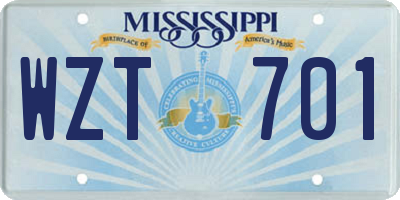 MS license plate WZT701