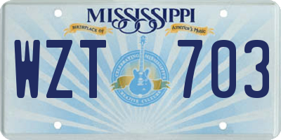 MS license plate WZT703