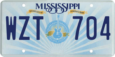 MS license plate WZT704