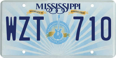 MS license plate WZT710