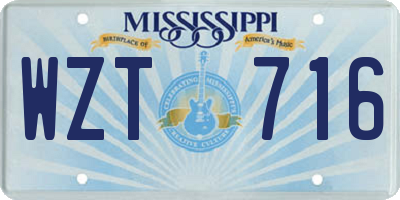 MS license plate WZT716
