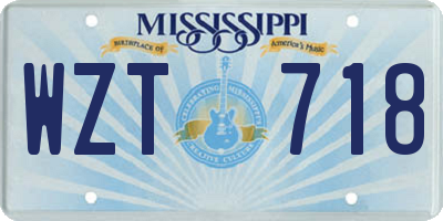 MS license plate WZT718