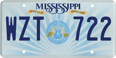 MS license plate WZT722