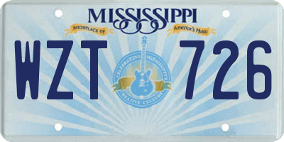 MS license plate WZT726