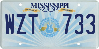 MS license plate WZT733