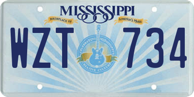 MS license plate WZT734