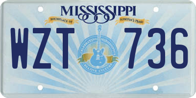 MS license plate WZT736