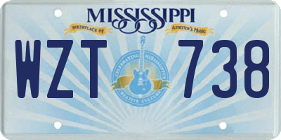 MS license plate WZT738
