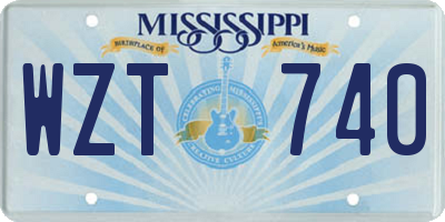 MS license plate WZT740