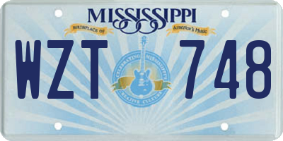 MS license plate WZT748