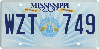 MS license plate WZT749