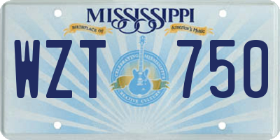 MS license plate WZT750