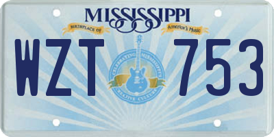 MS license plate WZT753