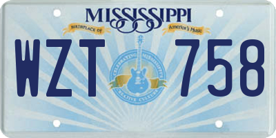 MS license plate WZT758