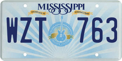 MS license plate WZT763