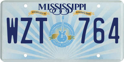 MS license plate WZT764