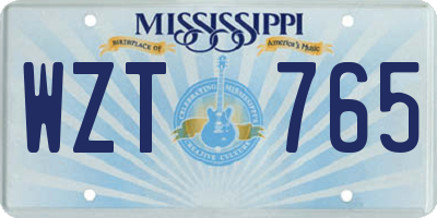 MS license plate WZT765