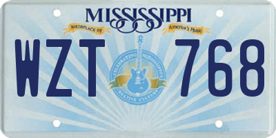 MS license plate WZT768