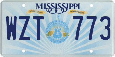 MS license plate WZT773