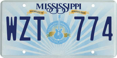 MS license plate WZT774