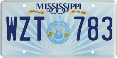 MS license plate WZT783
