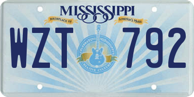 MS license plate WZT792