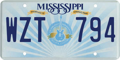 MS license plate WZT794