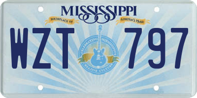 MS license plate WZT797
