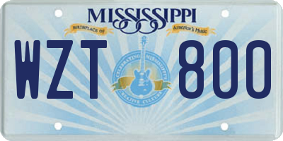 MS license plate WZT800