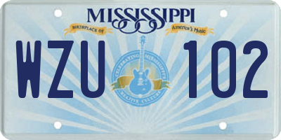 MS license plate WZU102