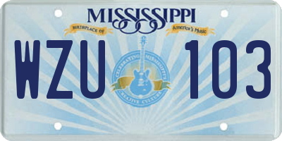 MS license plate WZU103
