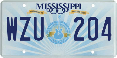 MS license plate WZU204