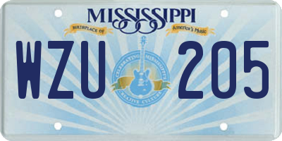 MS license plate WZU205