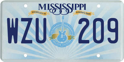 MS license plate WZU209