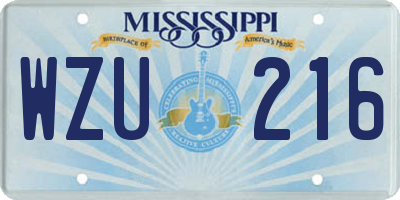 MS license plate WZU216