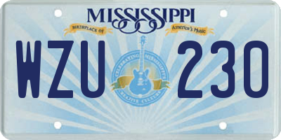 MS license plate WZU230