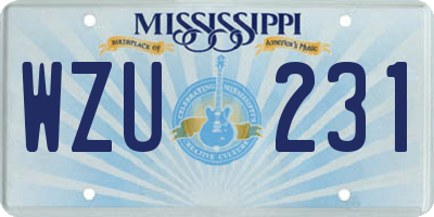 MS license plate WZU231