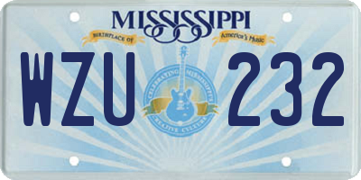MS license plate WZU232