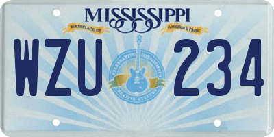 MS license plate WZU234