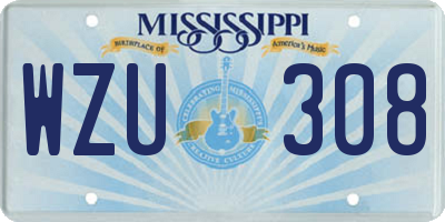 MS license plate WZU308