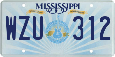 MS license plate WZU312