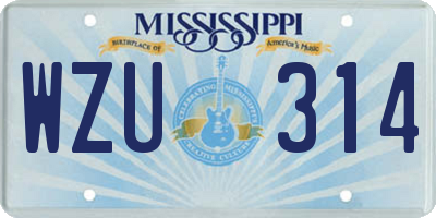 MS license plate WZU314