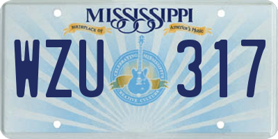 MS license plate WZU317